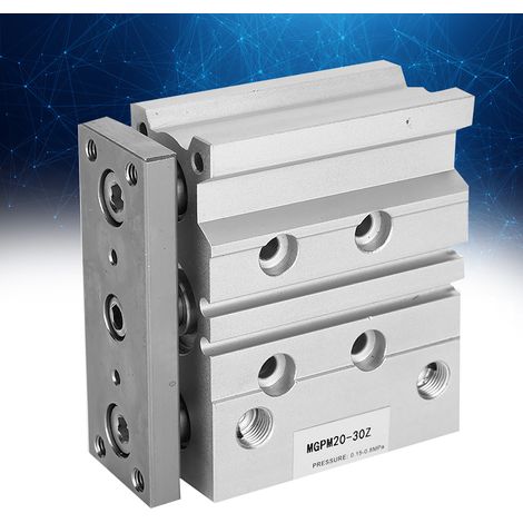 Vérin pneumatique double effet MGPM20X30 à 3 tiges, en alliage d'aluminium, diamètre d'alésage 20 mm (1/5)