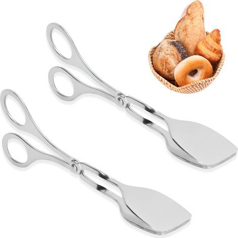 Pinces à buffet, pinces Sala avec poignées ciseaux, 18 cm, acier inoxydable, pour fêtes, traiteurs, vaisselle, pinces de service, pinces à tarte, pince à pain, pinces ciseaux, pinces de cuisine (lot d (1/5)