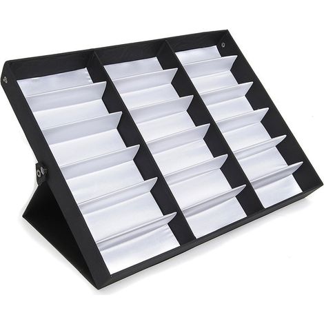 Écrin pliable en cuir PU pour 18 paires de lunettes, boîte de rangement organiseur de solaires, étui de présentation à couvercle pliant.