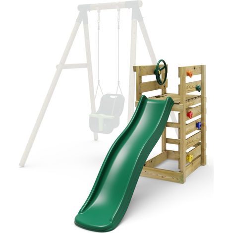Add-on Wooden Platform & 6FT Slide for Rebo Wooden Swing Sets Dark Green