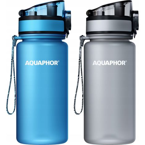 Botella de filtro Aquaphor City con cartuchos de 0,35 L, azul y gris. (1/5)