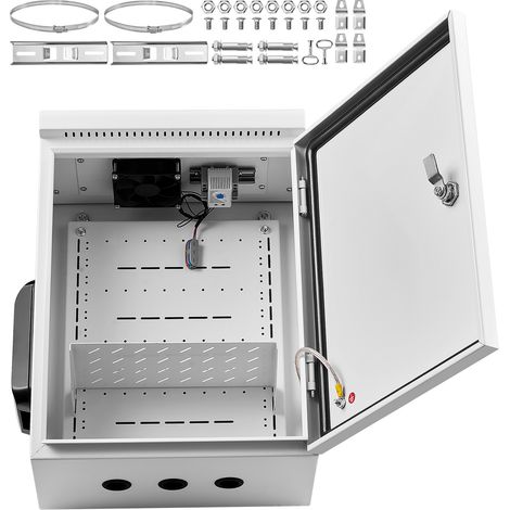 Mophorn Scatola di Derivazione Elettrica da Esterno, Custodia Elettrica da Parete in Acciaio Laminato a Freddo con Design Ventilato e Passacavi, Impermeabile IP65, Montaggio a Muro 500 x 400 x 200 mm (1/5)