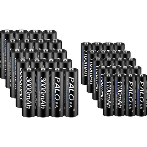 Pilas recargables, AA 3000 mAh, AAA 1100 mAh, 20 AA y 20 AAA, 1,2 V-a (1/2)