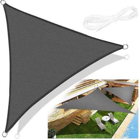 ZOLGINAH Voile d'ombrage Triangle 3x3x3m Beige Voile de Soleil Imperméable Une Protection des Rayons UV à 95% pour Extérieur Terrasse Jardin Camping Fête Piscine avec Cordes (1/4)