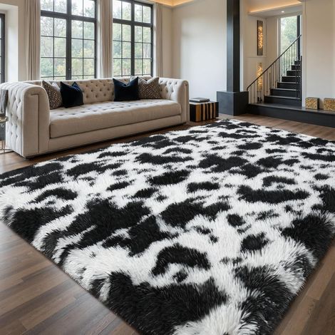 1 Tapis Salon, Poils Longs Gris, Antidérapant, Doux, 160x230 cm, Pour Chambre