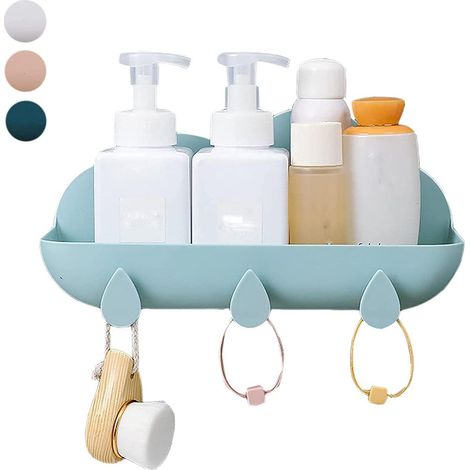 Étagère de douche 30 x 11,5 x 5 cm Sans perçage ABS Étagère de douche Organisateur de douche Rangement avec 3 crochets (1/5)