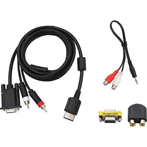 Câble VGA haute définition pour Dreamcast + adaptateur jack 3,5 mm vers 2 RCA mâles (1/4)