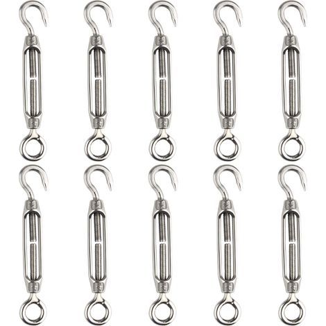 Tendeur,10pcs tendeur de fil de tendeur 304 crochet et oeil tendeur réglable M4 tendeur en acier inoxydable Set Heavy Duty,AAFGVC (1/5)