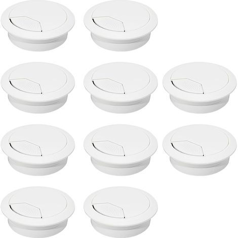 Desktop cable sheaths, made of ABS plastic, adjustable and detachable, 10-pack, 53mm, white.