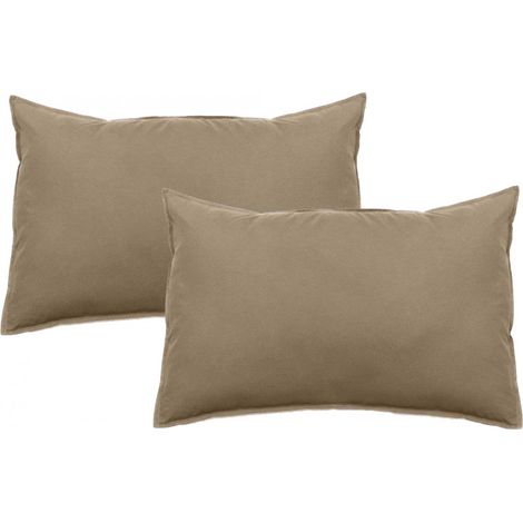 Lot de 2 taies d’oreiller Palace pur coton teint lavé 63 fils/cm² Vent du sud - Palace Camel - Lot de 2 taies d'oreiller 50 x 70 cm