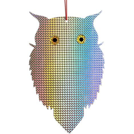 Richiami a forma di gufo in plastica riflettente per allontanare gli uccelli (2 pezzi) - Dissuasori da appendere per picchi e piccioni per casa e giardino