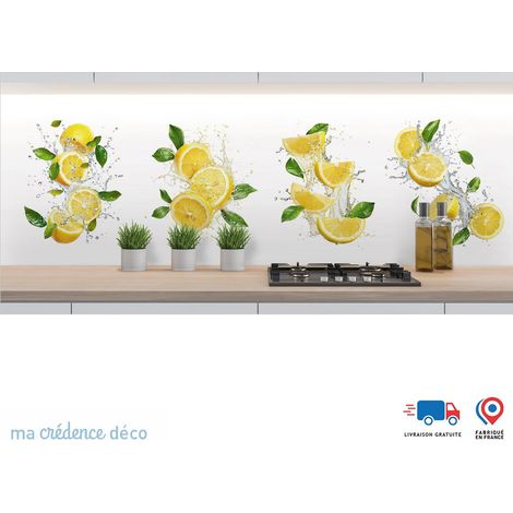 Crédence : Citrons jaunes et menthe 2 - Alu composite - 120 - 60 (1/3)