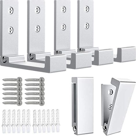 Lot de 6 crochets muraux pliables 6,7 x 7,5 x 2,5 cm, crochets pour vêtements dissimulés, crochets muraux robustes en aluminium avec vis, crochets pliables pour
