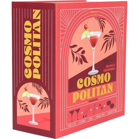 Coffret Cocktail 10 Pièces "Cosmopolitan" 16cm Bordeaux