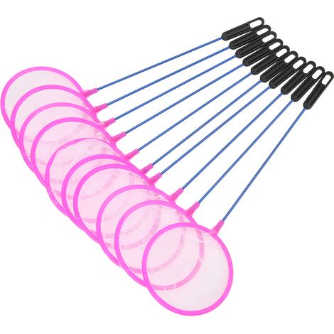 Lot de 10 petits filets de pêche en plastique rond à gros trous, légers, pour aquarium, poissons rouges et crevettes. (1/5)