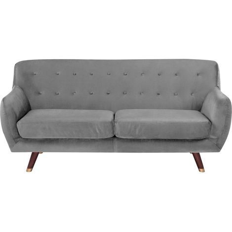 Sofa 3-Sitzer BODO Samtstoff Grau