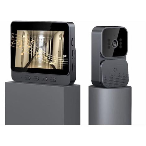 Sonnette vidéo sans fil avec caméra 1080p – Sonnette vidéo sans fil de 4,3 pouces – Vision nocturne infrarouge – Interphone vidéo bidirectionnel-AquaForge (1/5)