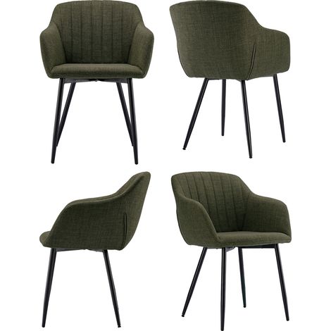 Goeurvant Sedie da pranzo minimaliste con seduta ampia e braccioli ergonomici, combinazione di comfort ed eleganza - Set di 4 - Verde