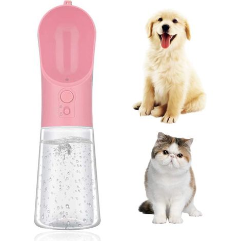 400ml( rose) Distributeur d’Eau, One Touch Bouteille pour Chien de Voyage,BPA Free,Antibactérienne (1/5)