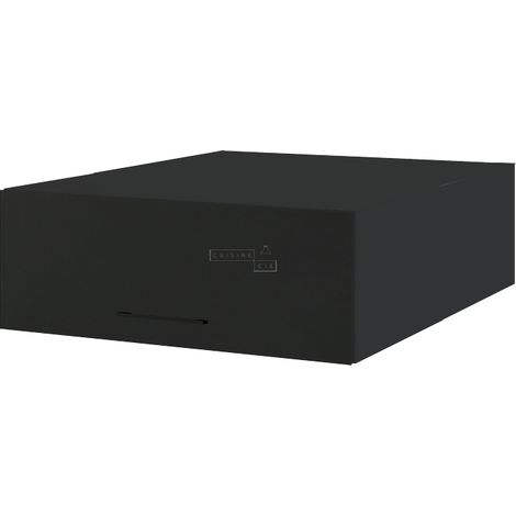 Meuble haut grande profondeur de cuisine Lovia Noir Mat 1 porte relevable L 80 cm - Porte avec poignée apparente Black (1/4)