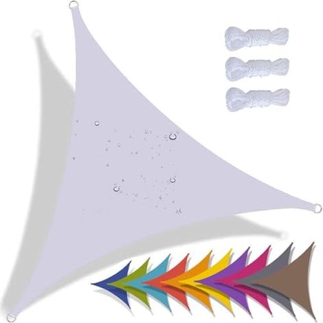 Vela ombreggiante triangolare, telo ombreggiante impermeabile, protezione UV al 95% per patio, giardino, terrazza, esterni, balcone (3x3x3 m, bianco)