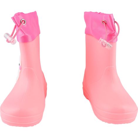 Bottes de pluie imperméables, ajustables et flexibles, motif lapin rose, idéales pour les jours de pluie. (1/5)