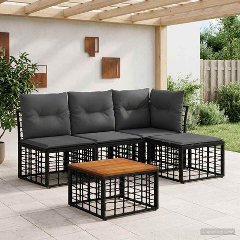 vidaXL Ensemble de canapés d'extérieur 5 pc Noir et Gris foncé (1/5)