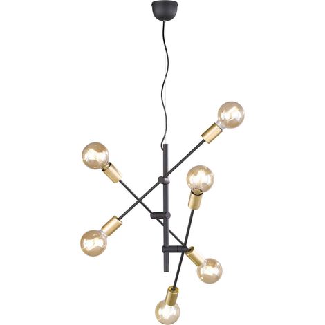 Lampada a sospensione 6 luci, metallo, nero, D 54 cm, Cross (1/4)