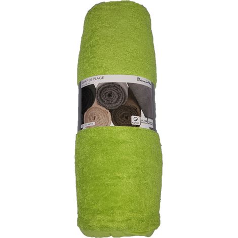 Serviette drap de plage 100 x 180 cm bouclette uni anis (1/2)