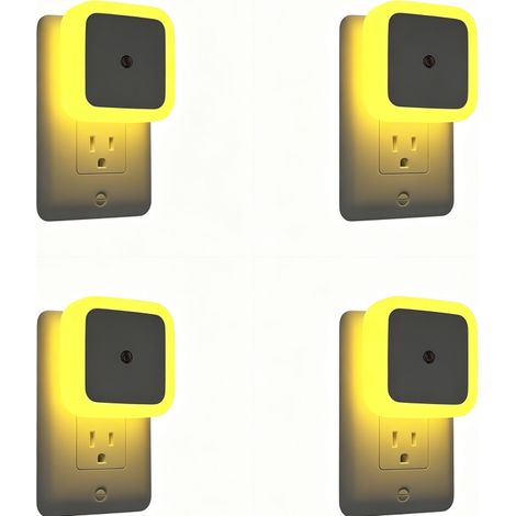 Veilleuse Led - Sensor Crepusculaire - Para Enchufe Pared - Luz Ambar 50 Lm - 0,5 W - Para Dormitorio Baño Pasillo - Pack De 4 (1/5)