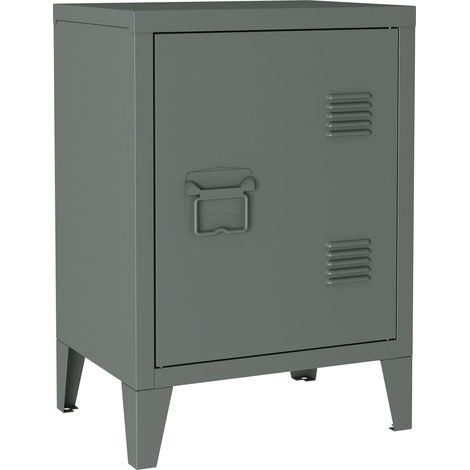 Comodino in acciaio laminato 57 x 40 x 30 cm grigio scuro 030008681