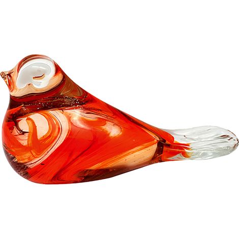 Presse-papier oiseau en verre orange 15 cm