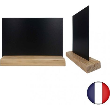 Porte menu de table en bois brut dimensions 21 x 6,5 x 2,4 cm avec ardoise A5 - Lot de 2 (1/5)