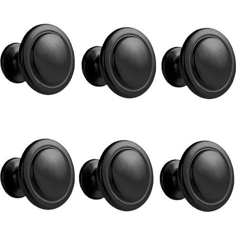 Bouton de Tiroir Noir,6 PCS Bouton de Meubles,Boutons de Porte Cuisine Noir, pour Placard Armoire Cuisine Chambre D'enfant (Unique Trou Rond) (1/4)