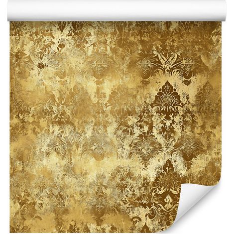 Carta da parati color oro anticato e giallo per soggiorno e camera da letto, 50x1000 cm (1/5)