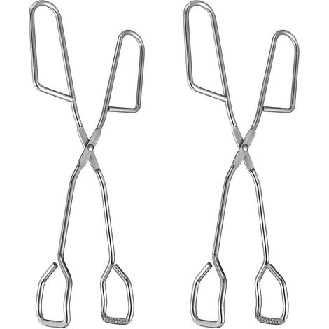 Lot de 2 pinces alimentaires en acier inoxydable, pinces à pain longues et élégantes, pinces à charbon pour barbecue, cuisine, camping et activités de plein air (argenté) (1/4)