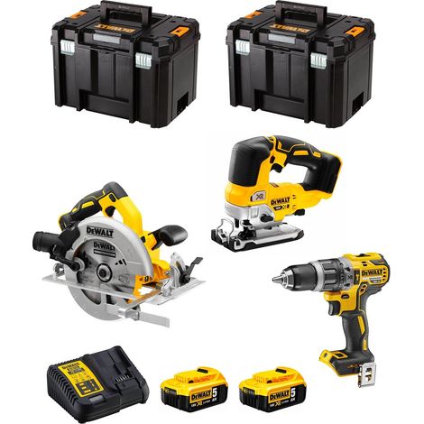 DeWALT Kit DWK301 (DCD796 DCS334 DCS570 2 x 5,0 Ah DCB115 2 x TSTAK VI) (1/5)