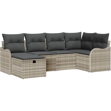 Maison Exclusive - Conjunto de sofá de jardín con cojín 6 pcs Gri