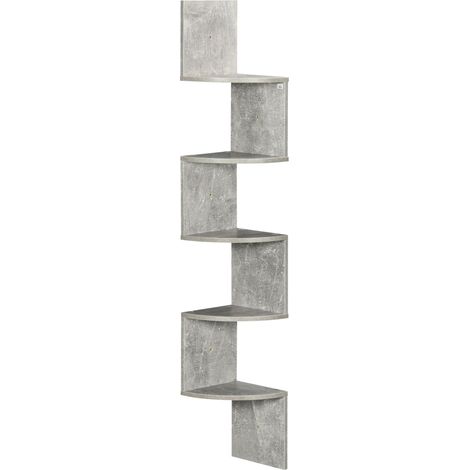 HOMCOM Étagère angle zigzag 5 niveaux 20x20x126 cm gris (1/5)