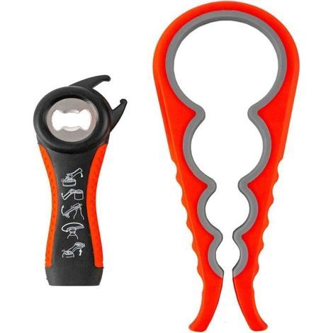 Roter Flaschenöffner, 5-in-1 Multifunktions-Glasöffner, Küchenutensil, Flaschenöffner, geeignet für schwache Hände (1/5)
