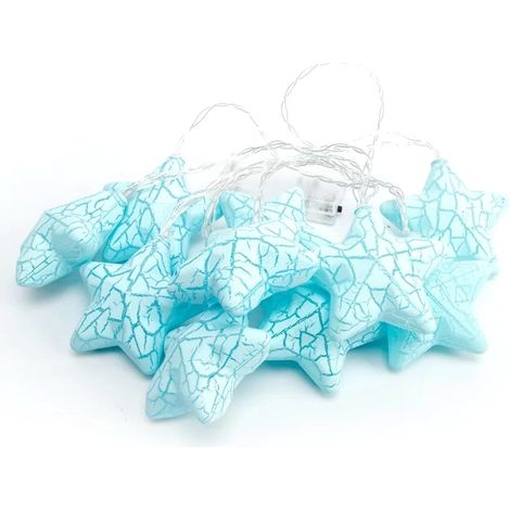 Guirlande Lumineuse Étoile - 3 M - 20 LED Bleues - Alimentée Par Piles - Étanche IP55 - Pour Intérieur Et Extérieur - 1 Pièce (1/5)