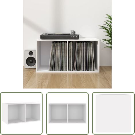 The Living Store Schallplatten-Aufbewahrungsbox Weiß 71x34x36 cm Holzwerkstoff - Schallplattenregal - Vinyl-Regal - Plattenspielerzubehör - CD-Organizer - Musikarchiv (1/5)