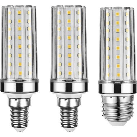 3 ampoules LED E27/14, blanc chaud 3000K, 20W équivalent 150W halogène, 110 mm, pour plafonniers studio (1/3)