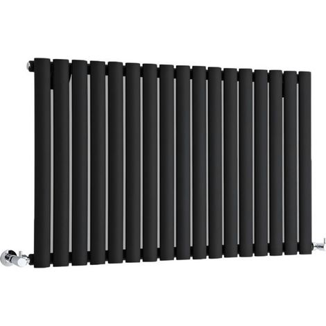 Milano Aruba Black Horizontal Single Oval Panel Radiator - 635mm x 826mm (1/5)