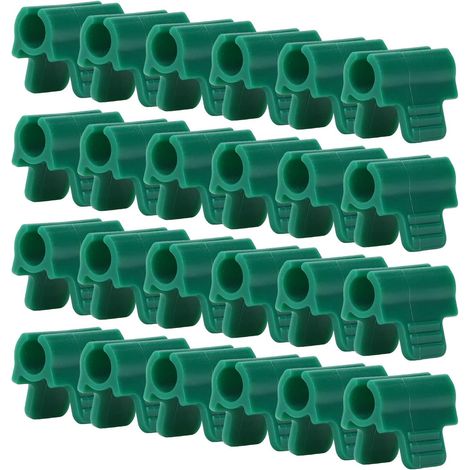 24 clips pour serre, filet de couverture à une extrémité, support pour plantes, tuteurs de jardin, poteaux pour filet d'ombrage, clips pour poteaux de filet de serre (14 mm) (1/5)
