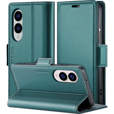 Funda para Samsung Galaxy S25 Edge, color lichi brillante, tipo cartera, color verde. (1/5)