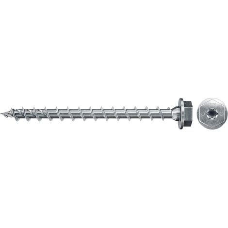 Tirefond PowerFast FPF II HWTF 8,0x100 revêtement zingué, Filetage Total, tête hexagonale avec Empreinte Torx/Boîte de 50 (1/2)