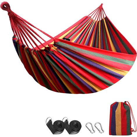 Hamac de camping extérieur, toile extérieure portable, léger, avec sac de transport, adapté à la plage et à la randonnée - 1 ensemble (1/3)