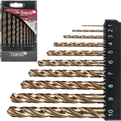 Set di punte da trapano in cobalto per metallo HSS M35, 10 pezzi, 1-10 mm (10/40) (1/5)