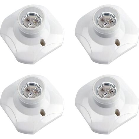 Set of 4 E27 Screw-in Ceiling Sockets, E27 Garage Sockets, AC 220-240V, Socket Holder for LED Bulbs, E27 Ceiling Light Base, White Plastic Lamp Base for Wall Lights (1/5)